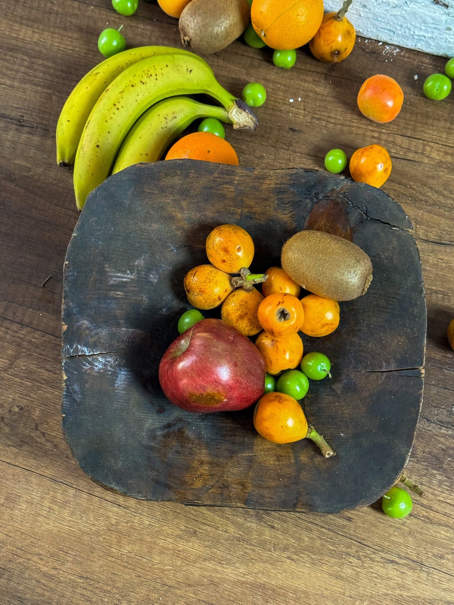 Square Walnut Wooden Fruit Plate, Vintage Fruit Plate, Wooden Presentation Plate, Rustic Fruit Plate, Wooden Serving Plate, Wooden Plate