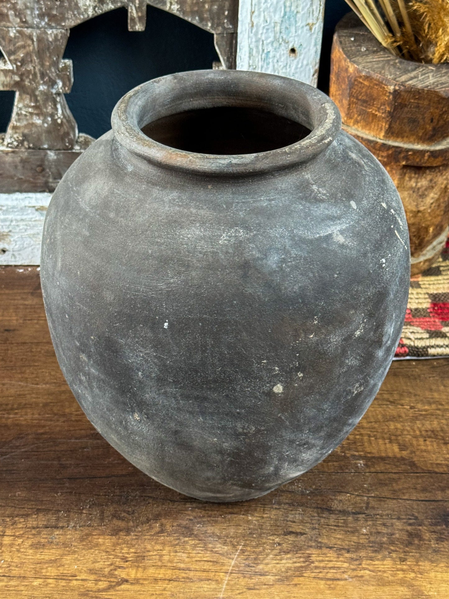 Vintage Gray Antique Vase, Terracotta Flower Pot, Wabi Sabi Vase, Flower Pot, Rustic Pottery, Vintage Vase, Earthenware Vase, Antique Vase