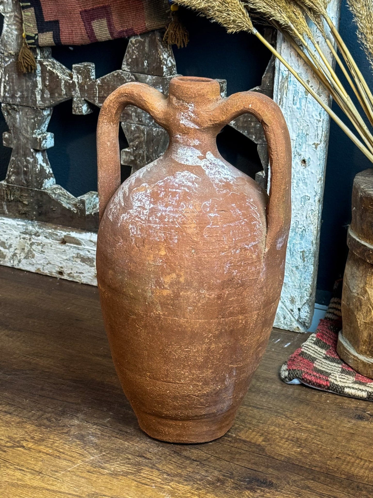 Vintage Terracotta Vase, Rustic Turkish Pottery, Primitive Jug, Decorative Old Vessel, Wabi Sabi Pottery, Brown Vase, Pottery