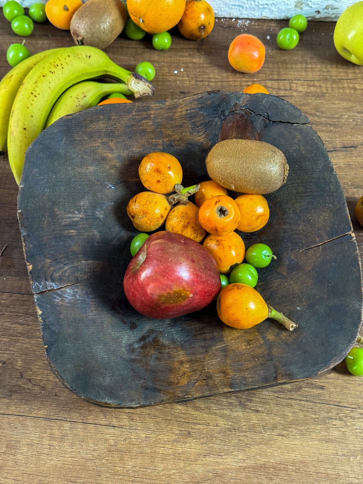 Square Walnut Wooden Fruit Plate, Vintage Fruit Plate, Wooden Presentation Plate, Rustic Fruit Plate, Wooden Serving Plate, Wooden Plate