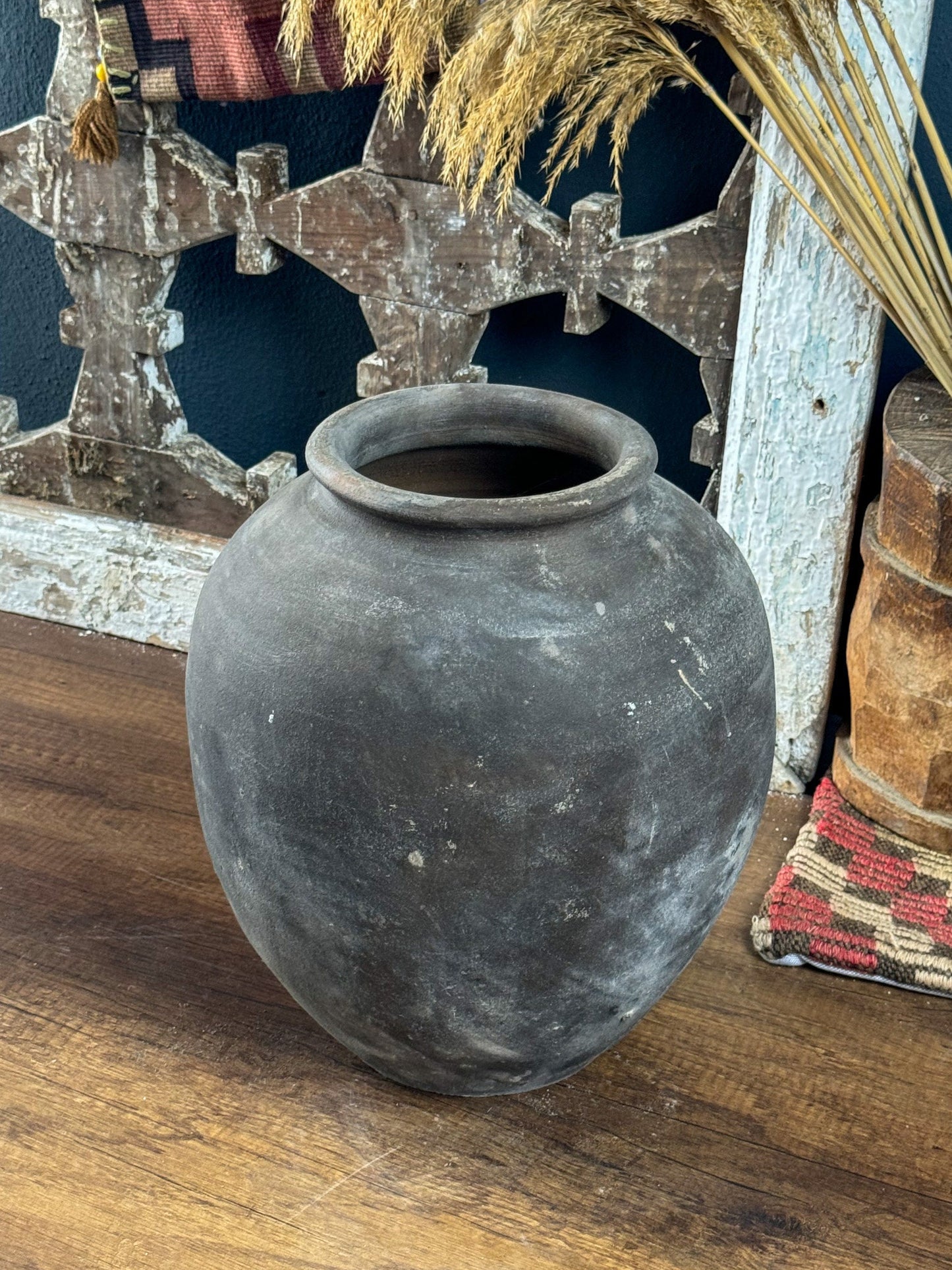 Vintage Gray Antique Vase, Terracotta Flower Pot, Wabi Sabi Vase, Flower Pot, Rustic Pottery, Vintage Vase, Earthenware Vase, Antique Vase