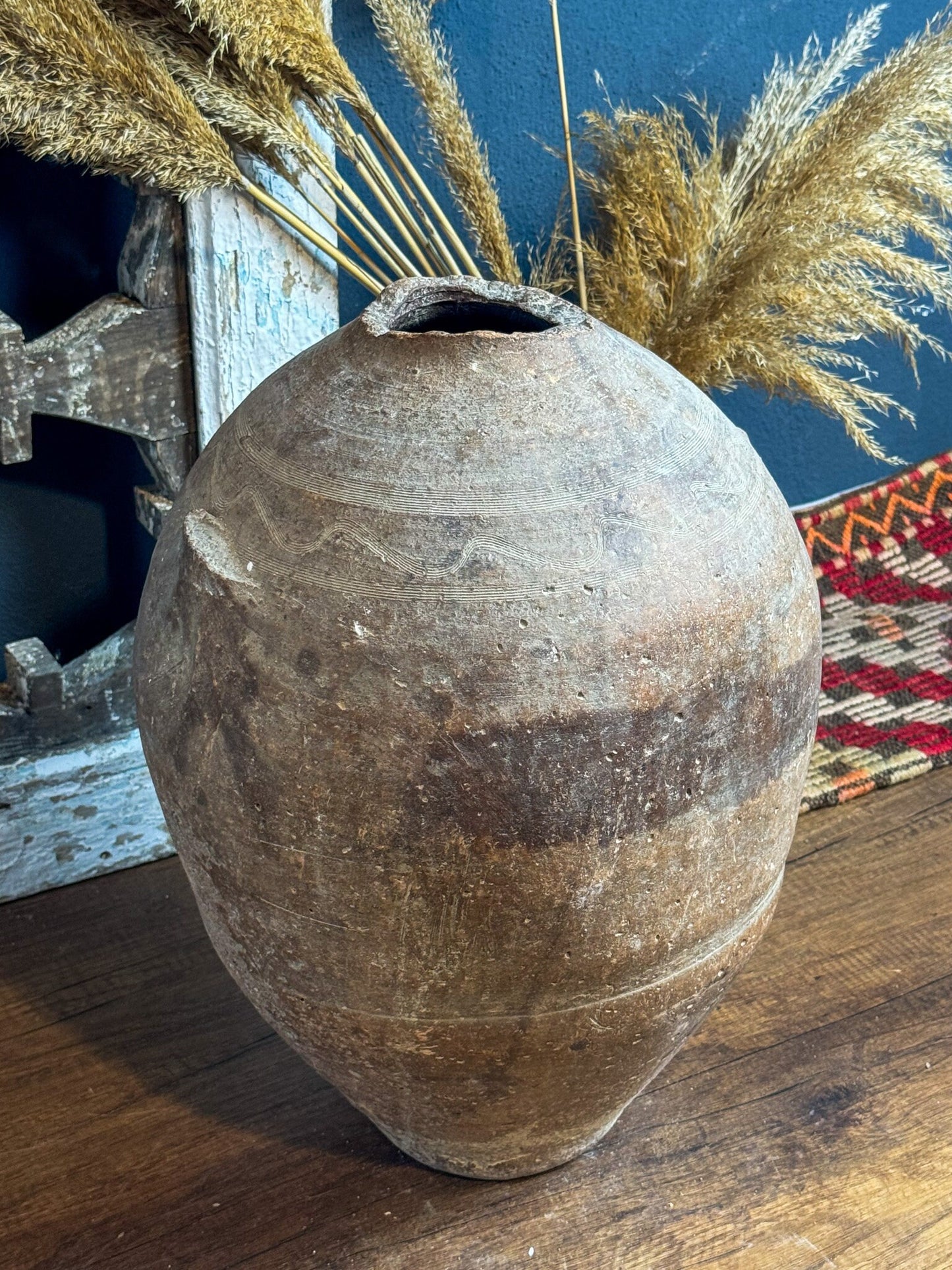 Vintage Turkish Terracotta Pot, Vintage Clay Flower Pot, Decorative Vintage Vase, Handmade Terracotta Vase, Pottery Making Vase, Vase