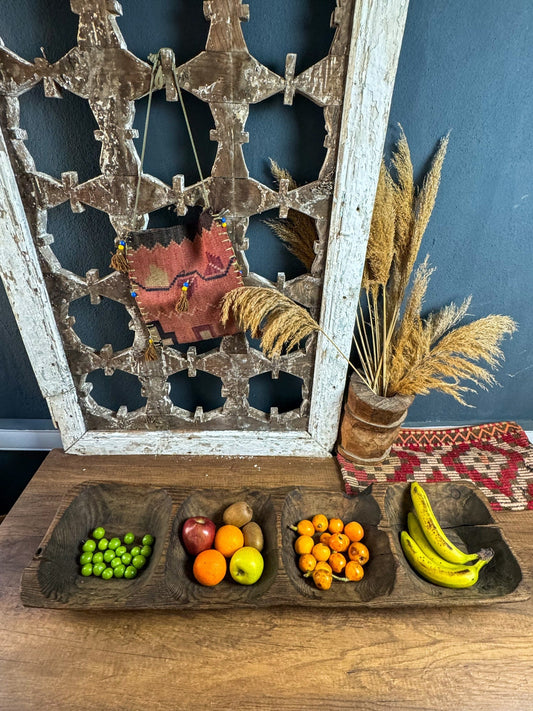 Sectioned Walnut Wooden Fruit Plate, Vintage Fruit Plate, Wooden Presentation Plate, Rustic Fruit Plate, Wooden Serving Plate, Wooden Plate