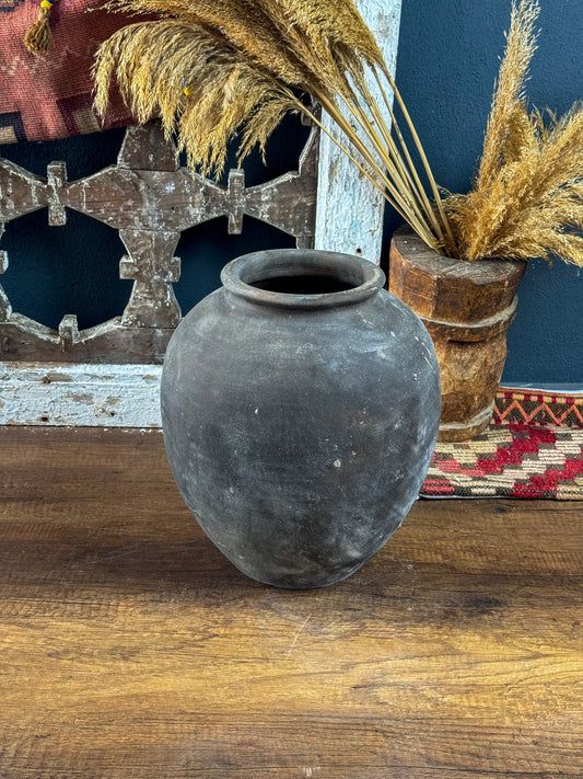 Vintage Gray Antique Vase, Terracotta Flower Pot, Wabi Sabi Vase, Flower Pot, Rustic Pottery, Vintage Vase, Earthenware Vase, Antique Vase